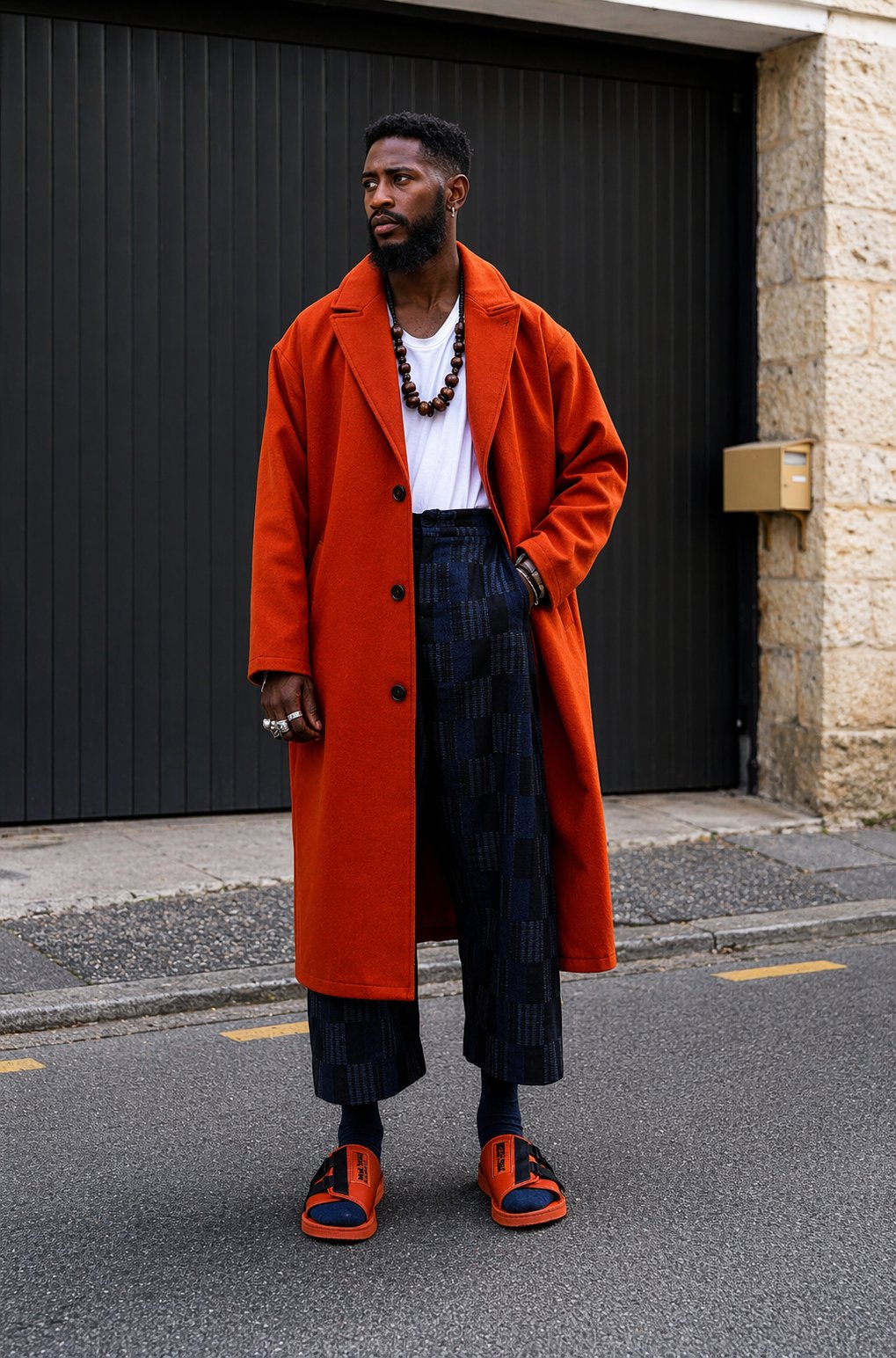 Manteau Orange Long